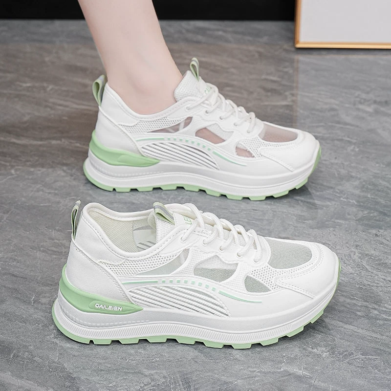 Verano mujer zapatillas running dad de malla transpirable suela fina, estilo coreano suela gruesa casual
