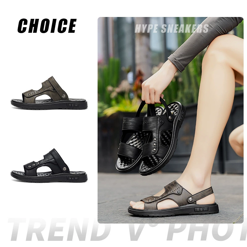 Men's Sandals Breathable Summer Casual, Thick Sole 2-in-1 Slippers, Latex Beach Shoes 2026 New