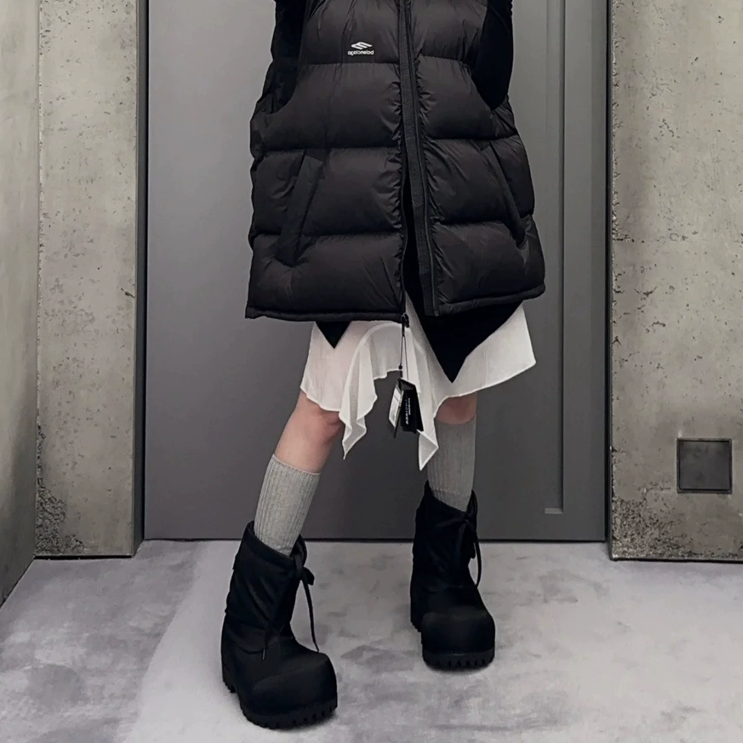 Botas de Neve Paris Ski para Mulher, Botas Curtas Novas Casuais com Sola Grossa Bico Redondo, Botas Elevadas Feias e Fofas