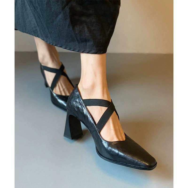 Sapatos Mary Jane Femininos com Salto Grosso, Tira Cruzada, Estilo Retro, Verão 2026 · MOHE China shoe factory