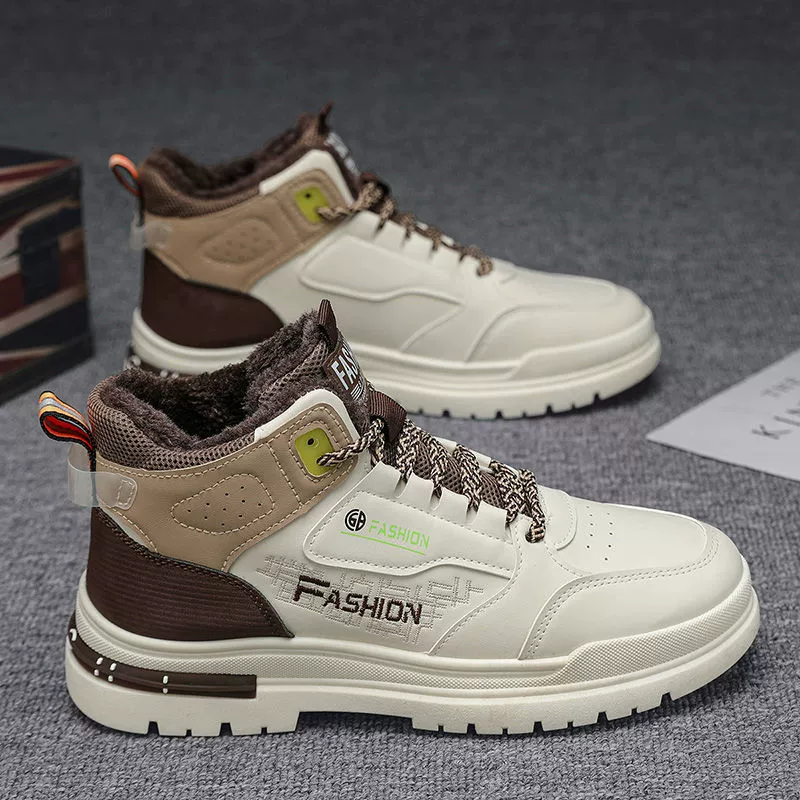 Botas Martin Masculinas 2026 Novo Inverno Forradas de Lã Quentes Algodão Sola Grossa Trabalho Segurança Couro Botas de Trabalho