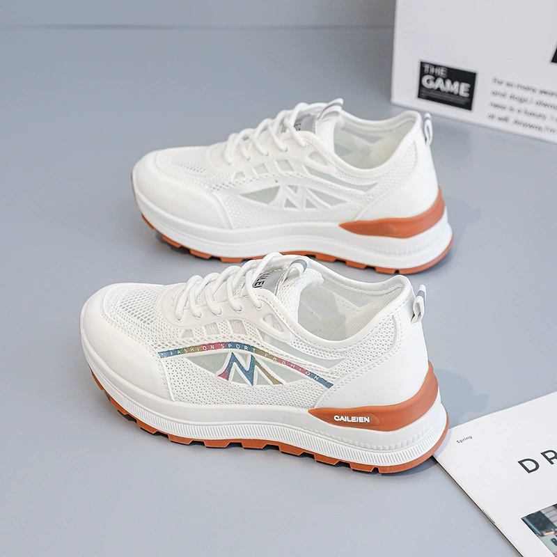 Chaussures de sport décontractées à semelle épaisse montantes pour femme, mesh blanc été · MOHE China shoe factory