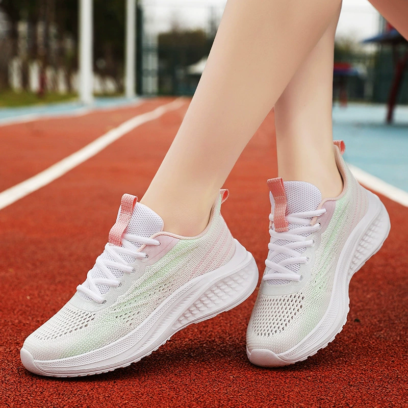 Женские беговые кроссовки 45 размера Flyknit дышащие противоскользящие с мягкой подошвой и амортизацией