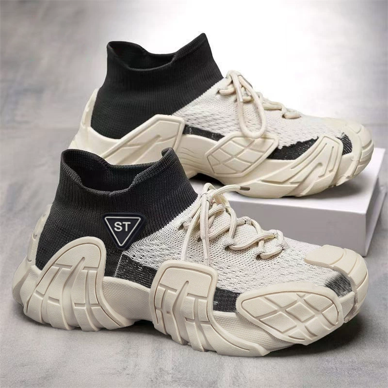Chaussures de course en mesh tricoté respirant été pour hommes, semelle souple, rehaussantes, baskets paternelles · MOHE China shoe factory