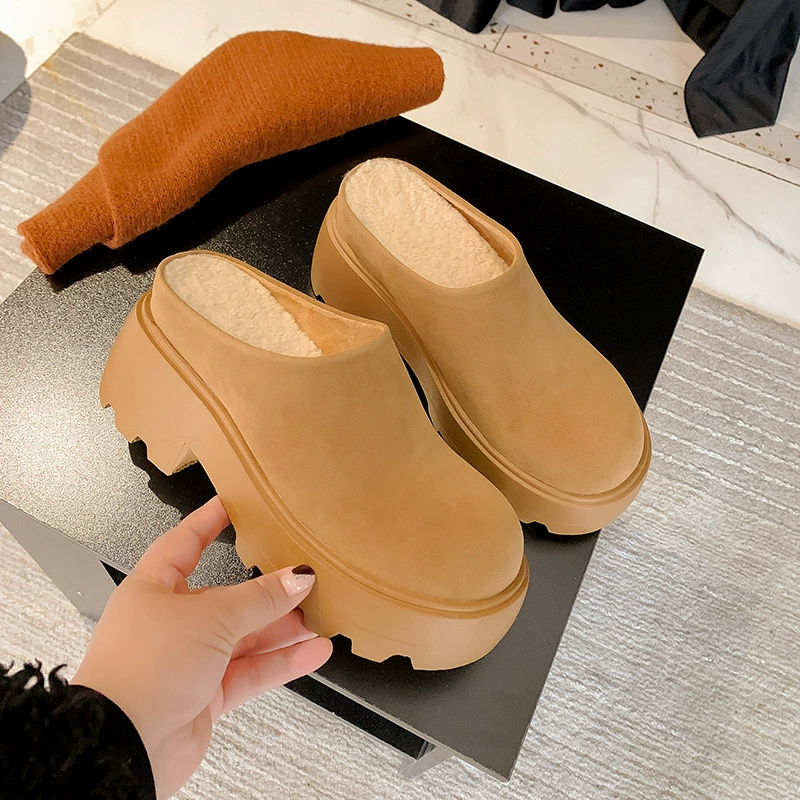 Nuevas Pantuflas Tipo Clog para Mujer Invierno Forro Peluche Suela Gruesa Slip-On