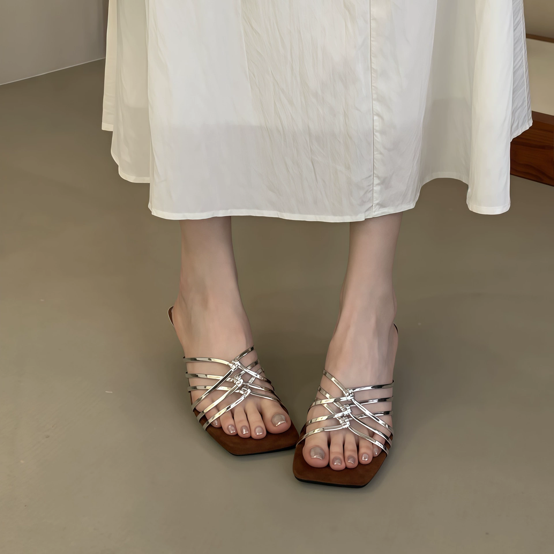 Chuyuji Sandalias Francesas de Cuña con Tira para Mujer, Verano 2026, Tacón Alto Vacacional · MOHE China shoe factory