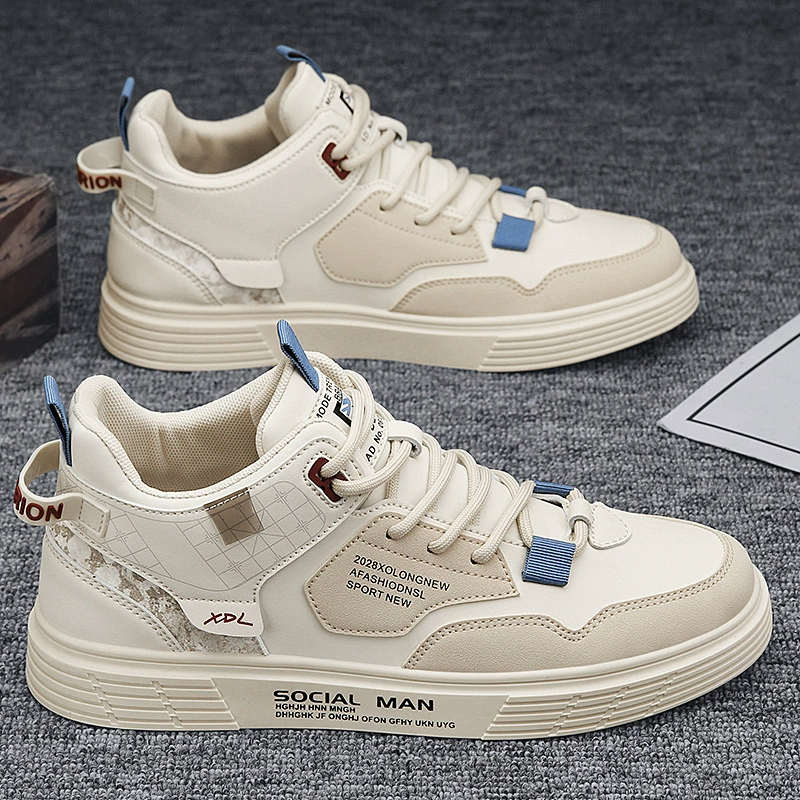 Zapatillas de lona de caña alta primavera 2026 para hombre, zapatillas casuales para estudiantes, zapatos blancos versátiles