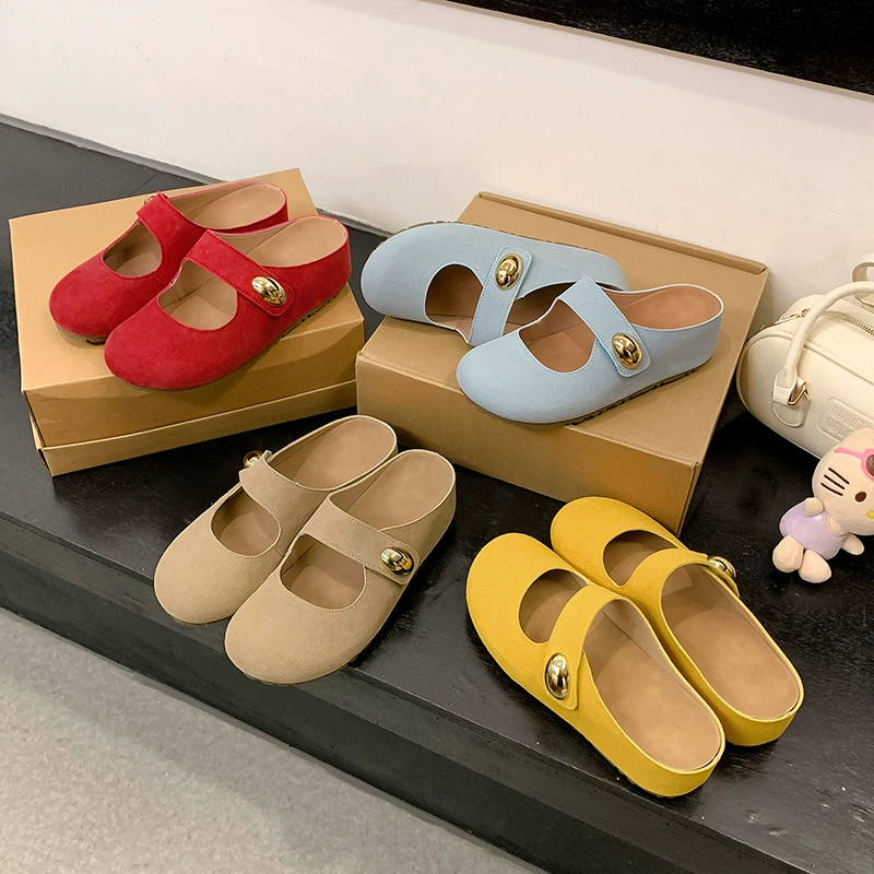 Women's Round Toe Mary Jane Platform Mules 5cm Height Summer Cute