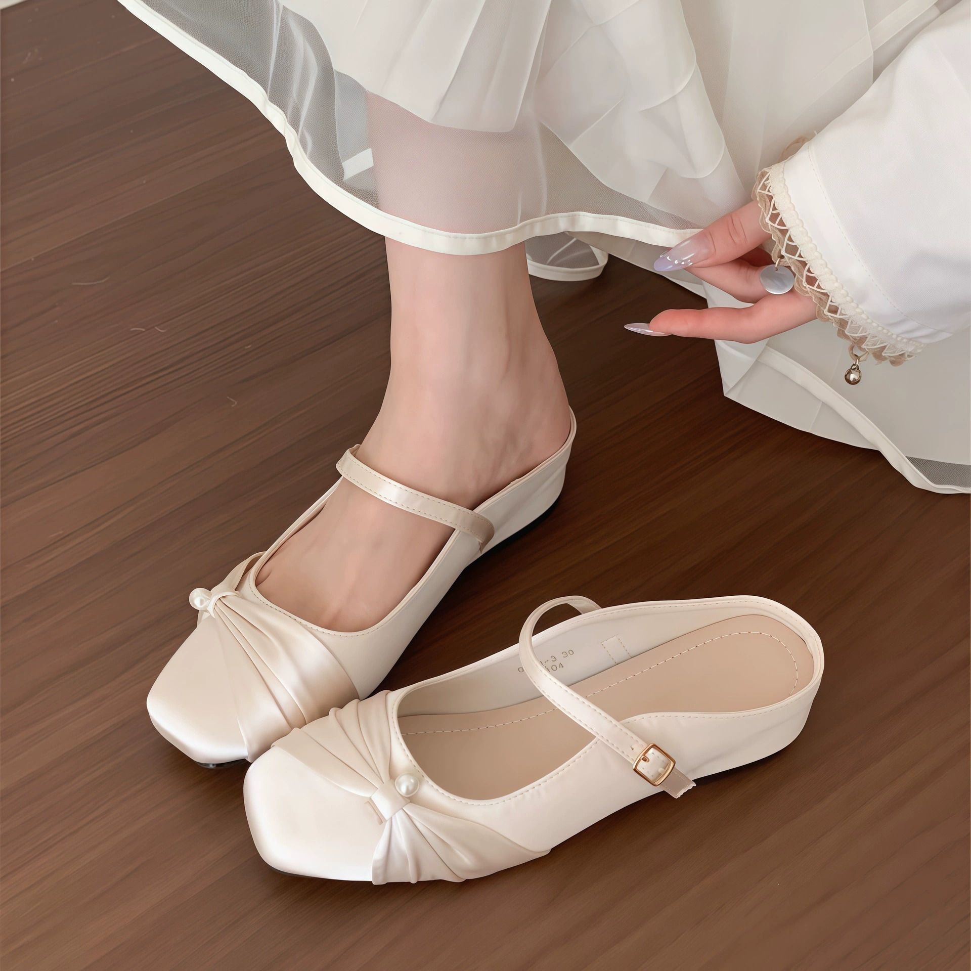 Chuyuji Women's French Fairy Style Mary Jane Slippers, Silk Satin, Summer 2026
