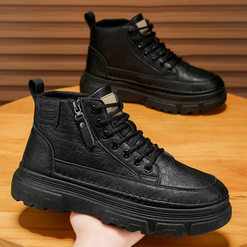 Printemps 2026 Nouvelles Bottes Martin homme Tige haute Chaussures de travail en cuir Antidérapantes Bottes courtes
