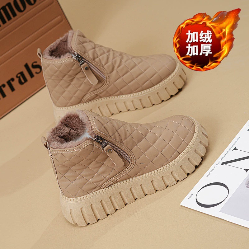 Bottes de neige femme hiver 2024, chaussures en coton cheville courte à semelle épaisse doublure polaire · MOHE China shoe factory