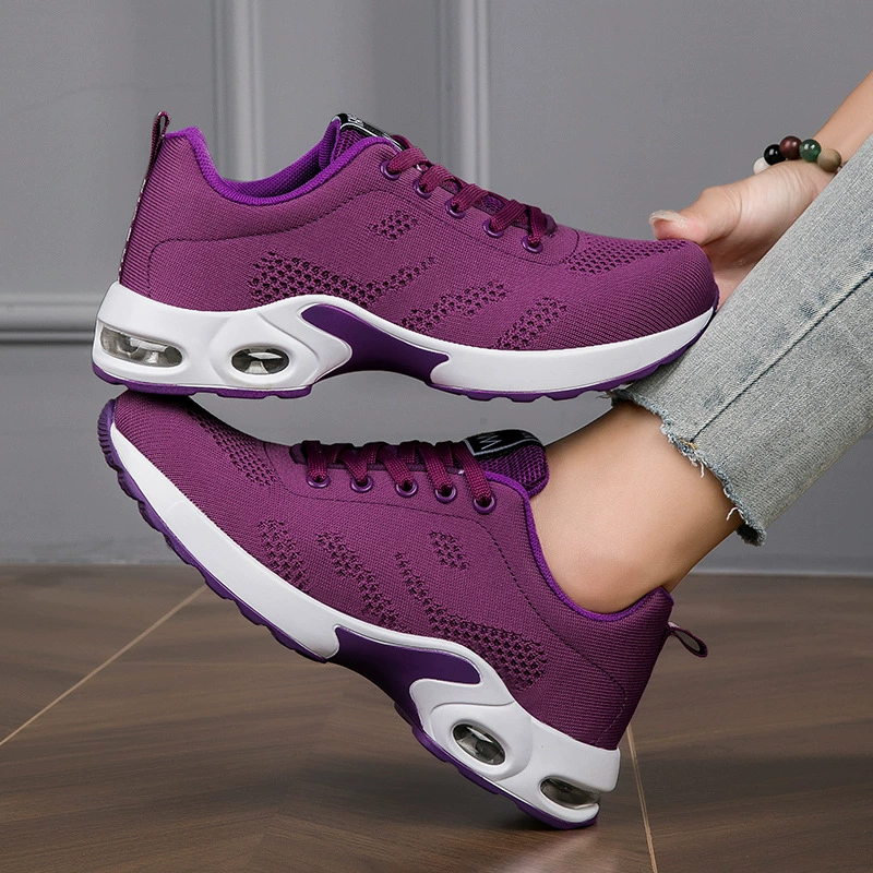 Cross-Border Knitted Shoes Air Cushion Breathable Sports Casual Fashion Women's Thick Sole Lightweight Wobble Shoes