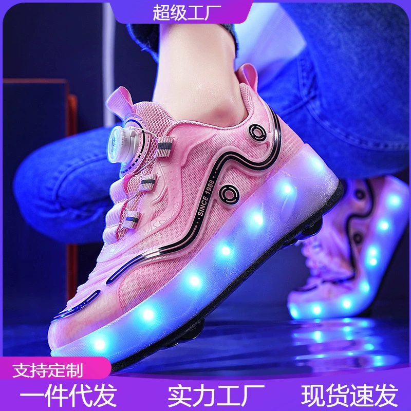 Exportação 2024, Heelys para Crianças, Tênis de Quatro Rodas Retráteis, com Luzes, Respiráveis