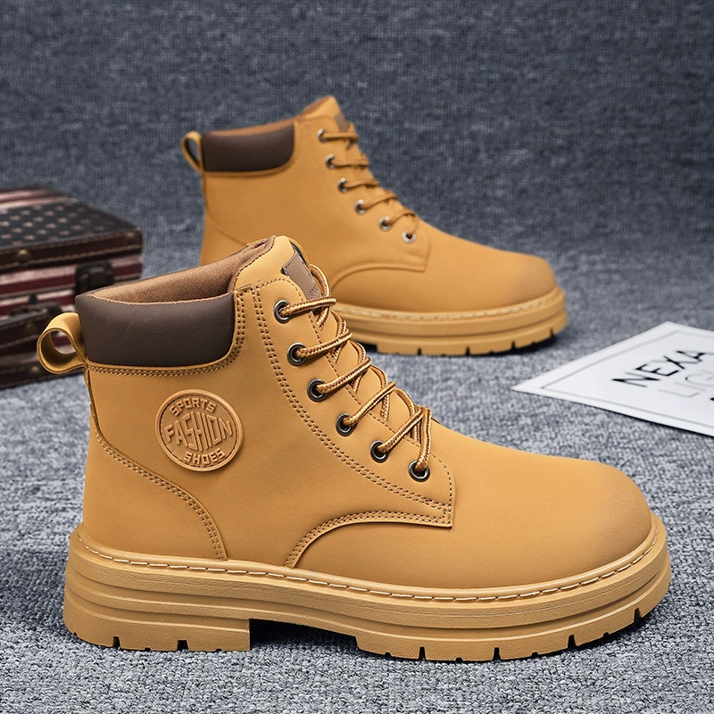 Botas Martin Masculino Primavera Cano Alto Trabalho Estilo Britânico Curtas Solado Grosso Fashion