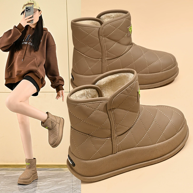 Bottes de neige femme hiver 2024, chaussures en coton chaudes cheville courte avec doublure en polaire MX7807