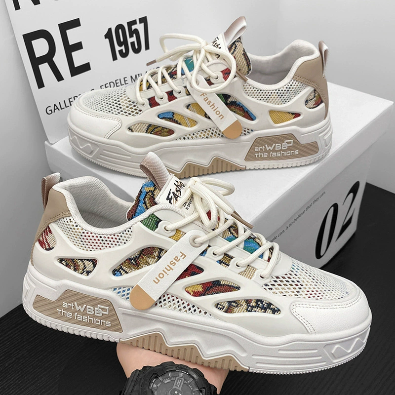 Chaussures homme printemps-été 2026 respirantes tendance à semelle compensée baskets blanches décontractées · MOHE China shoe factory