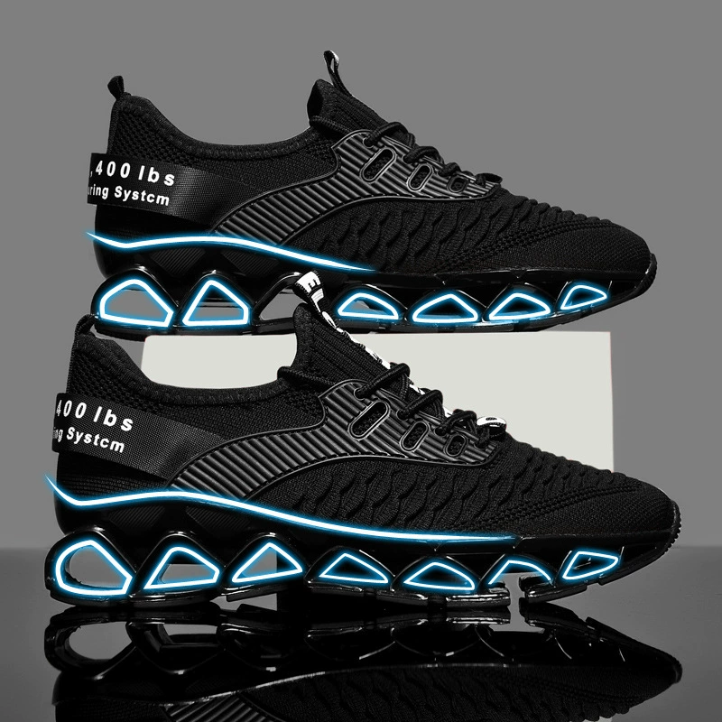 Tênis Esportivos Masculinos Mesh Running Blade, Sapatos Casuais Brancos - Direto da Fábrica