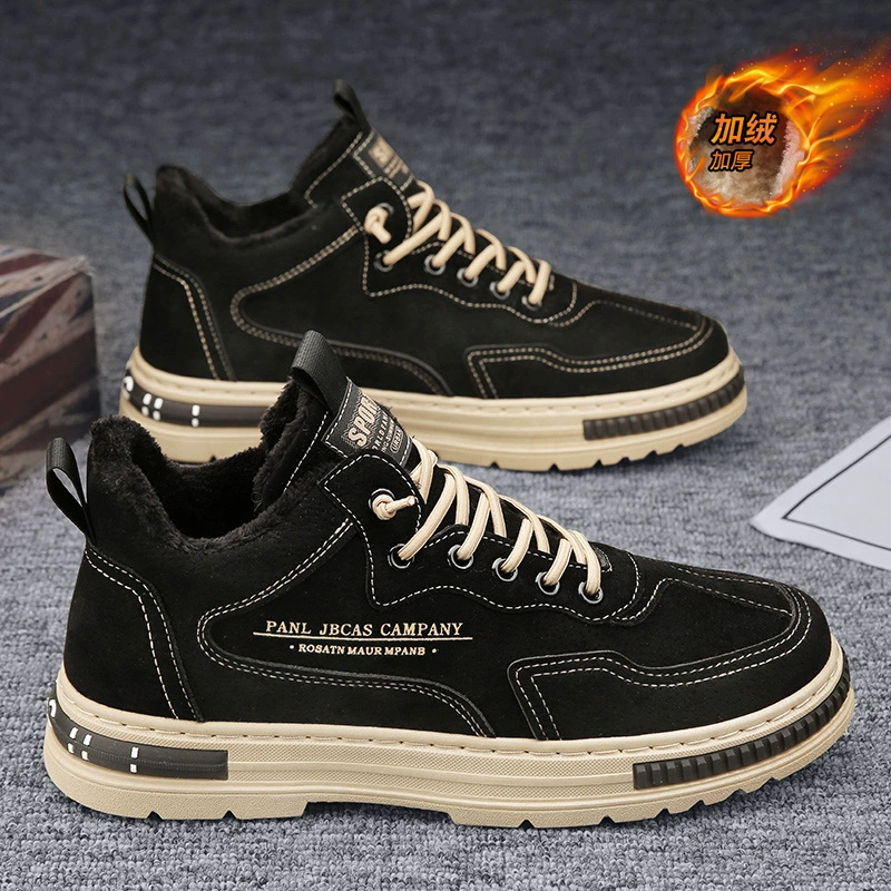 Zapatos de seguridad de trabajo para hombre Invierno Forro de algodón Antideslizantes Resistentes al desgaste Botas de media caña