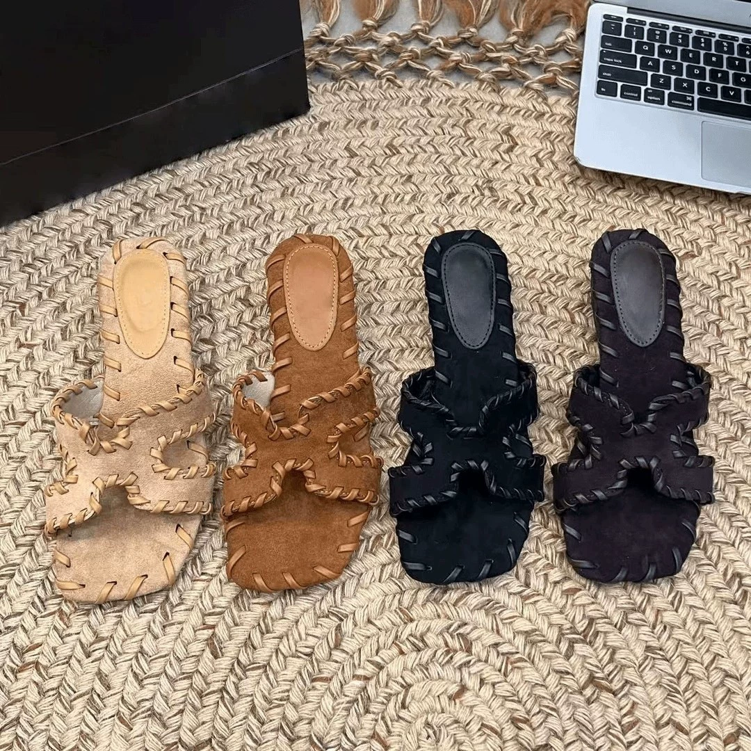 Sandálias Anabela Chuyuji Femininas Francesas Retrô Trançadas Artesanais Tira H para Praia Verão Férias · MOHE China shoe factory