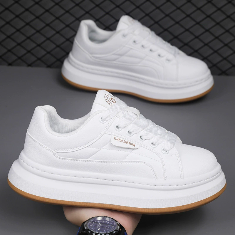 Men's Autumn 2025 New Color Block Sneakers Leather Heightening Casual Shoes 5614