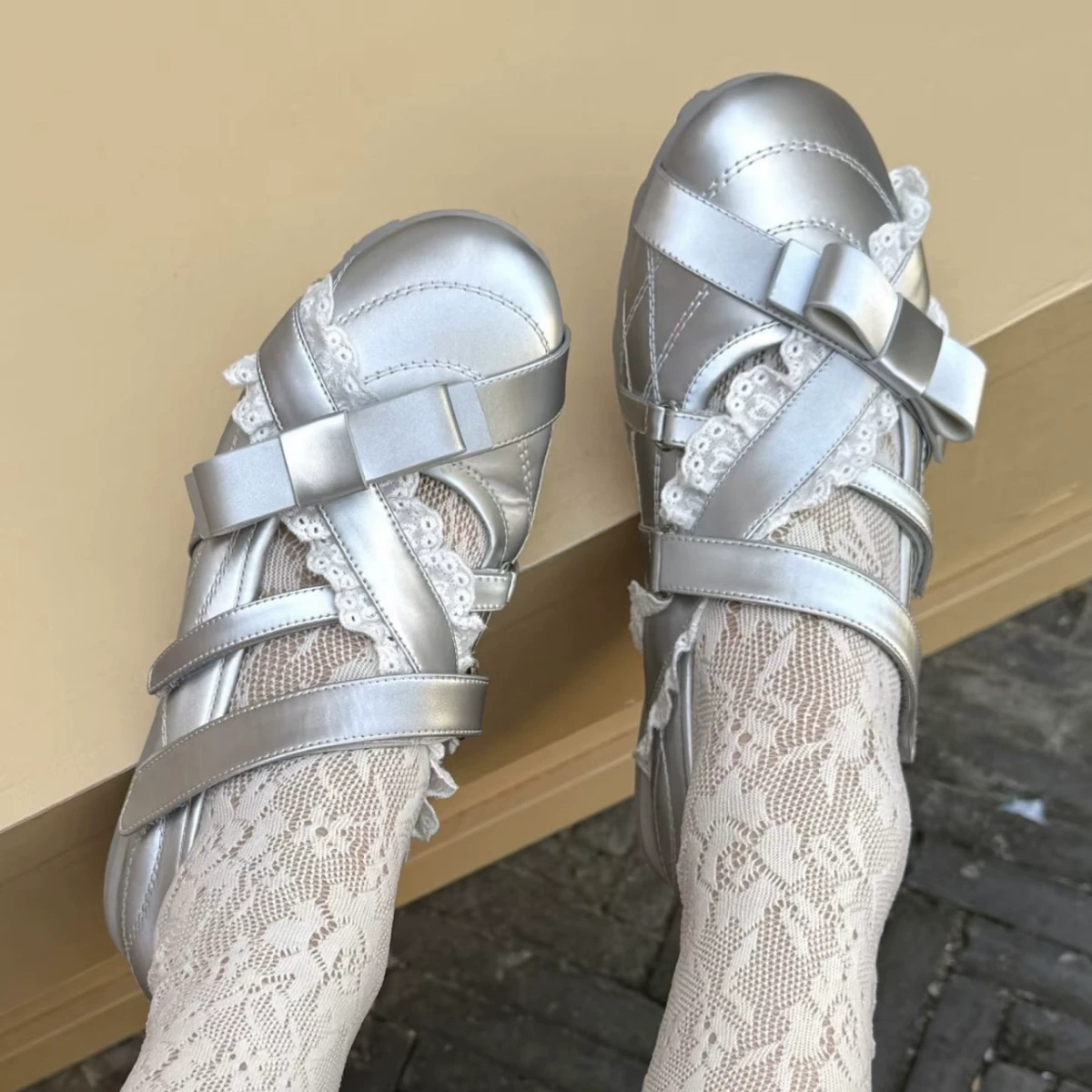 Koreanische Schleifen-Mary-Jane-Schuhe für Damen 2025, flache Ballettschuhe mit Klettverschluss