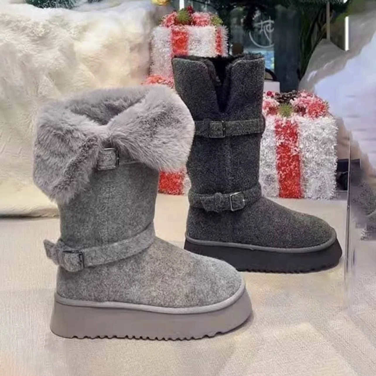 Bottes de neige épaisses doublées en polaire pour femme Hiver, nouvelles, semelle épaisse, bottes longues moelleuses d'extérieur, antidérapantes, légères