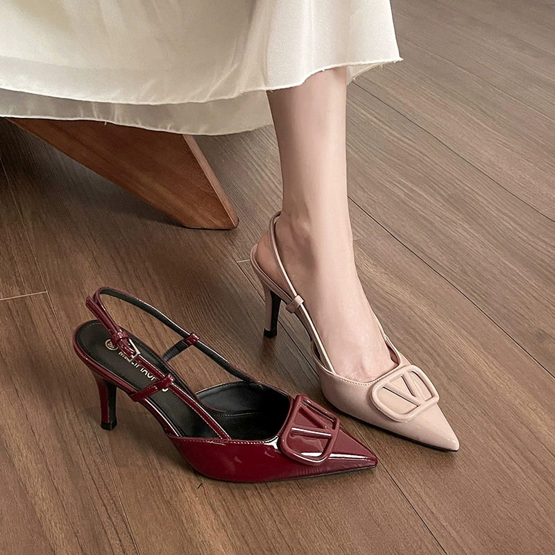 Style français : talons aiguilles à bout pointu bride cheville sandales fermées femme