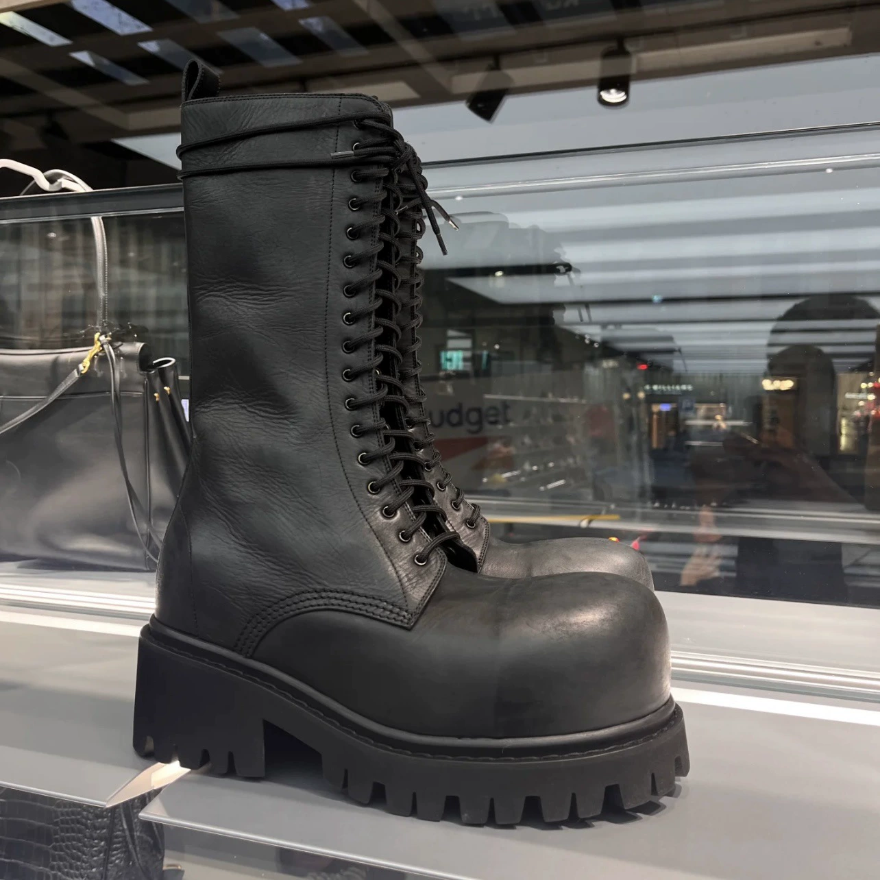 Bottines mi-mollet Cool Big Toe 2025 pour femme, talon bloc, semelle épaisse, lacets, bottes de travail