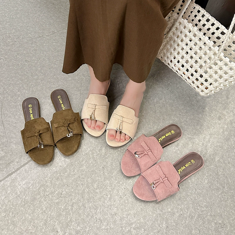 Tongs plates femme été rétro à franges boucle plage
