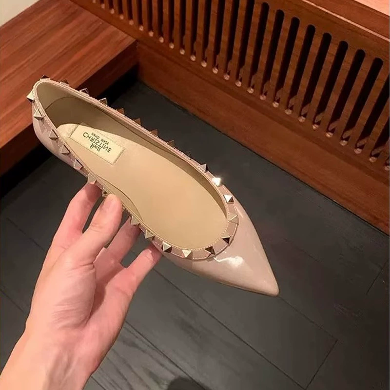 Chaussures plates à bout pointu cloutées, pour banquet de mariage, automne, femme