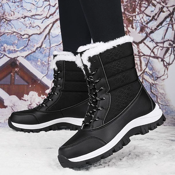Bottes neige femme grande taille export, doublées polaire semelle épaisse imperméables antidérapantes hiver coton