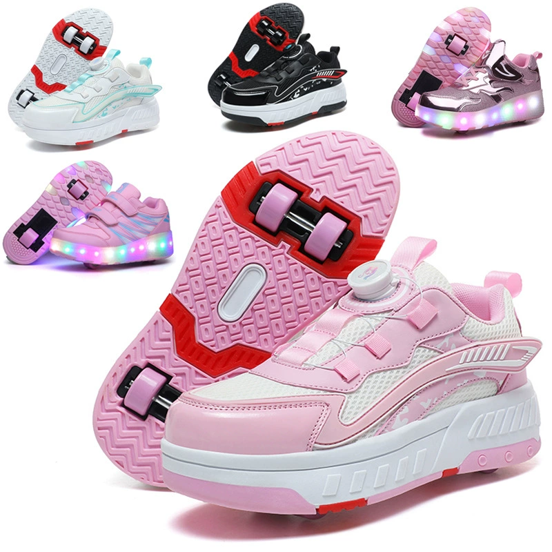 Cross-Border Heelys Sapato com Rodas LED Ultralight Luz Recarregável Meninos Meninas Luz Sapato Esportivo Knit