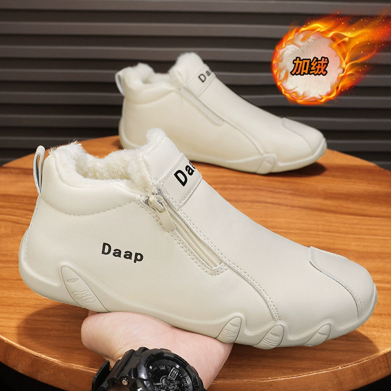Men's Winter Fleece Lined Warm Leather Shoes Waterproof Slip Resistant Work Martin Boots
