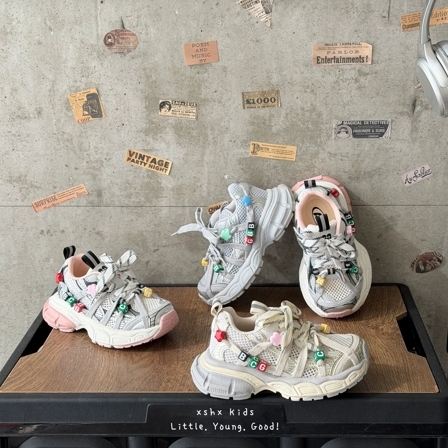 XSHX Zapatos Deportivos de Suela Gruesa para Niños, con Velcro y Malla Transpirable para Primavera-Verano · MOHE China shoe factory