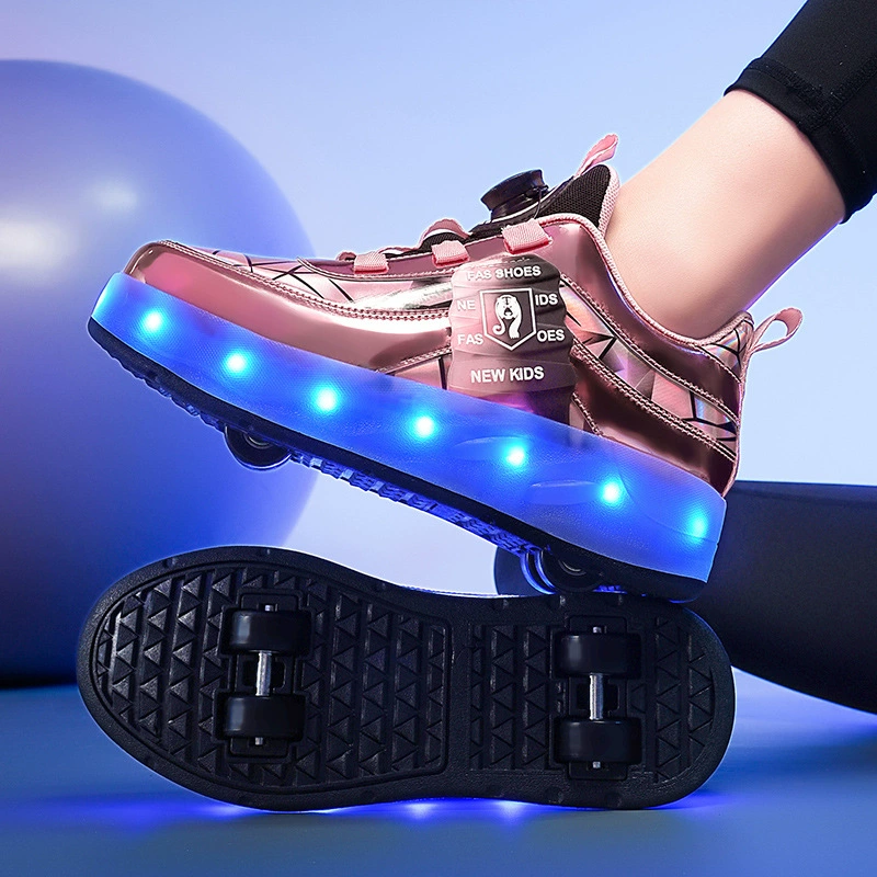 Nueva Exportación Heelys para Niñas, Zapatillas Deportivas con Ruedas, Cuatro Ruedas Desmontables, Caminables, Invisibles, con Luces