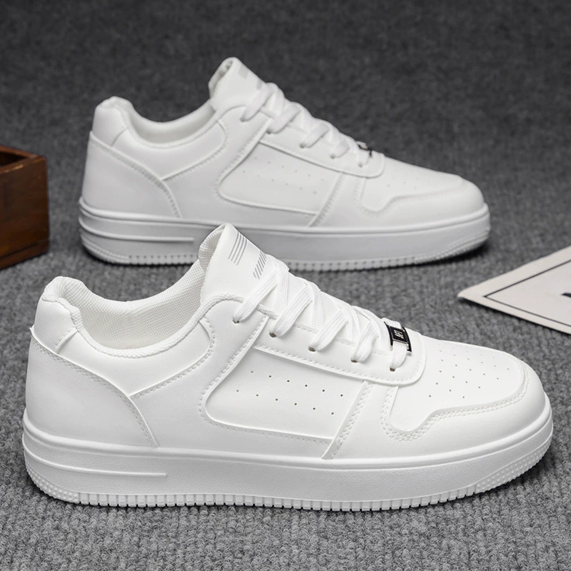 Men's Spring New Breathable White Shoes Students Fashion Thick Sole Sports Casual Low-Top Board Shoes