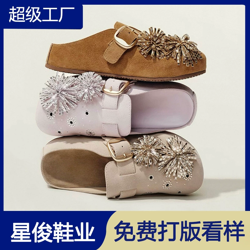 Clogs à enfiler Birkenstock en daim fleur strass vintage pour femme 2026 · MOHE China shoe factory