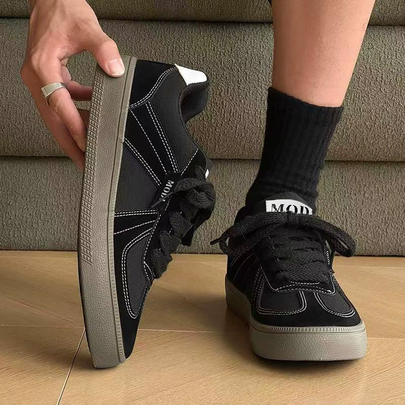 Herren Retro German Trainer Schuhe 2026 neu dicke Sohle lässige Sneaker Schwarz · MOHE China shoe factory