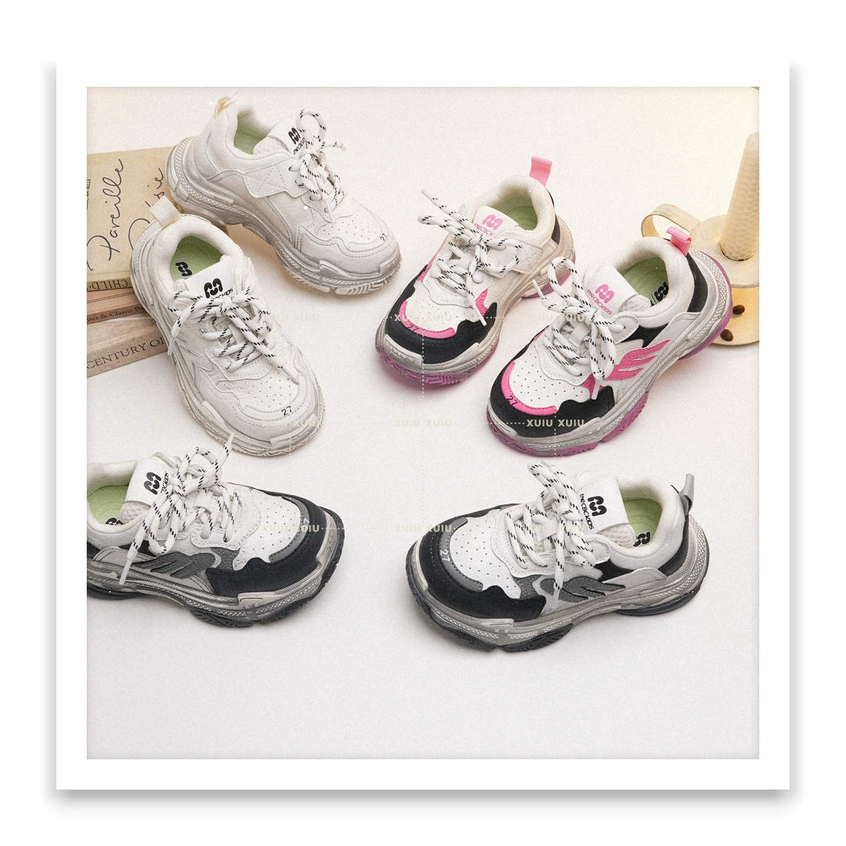 XSHX Paris Sports Retro Tênis Cano Alto Infantis com Velcro para Primavera Outono · MOHE China shoe factory