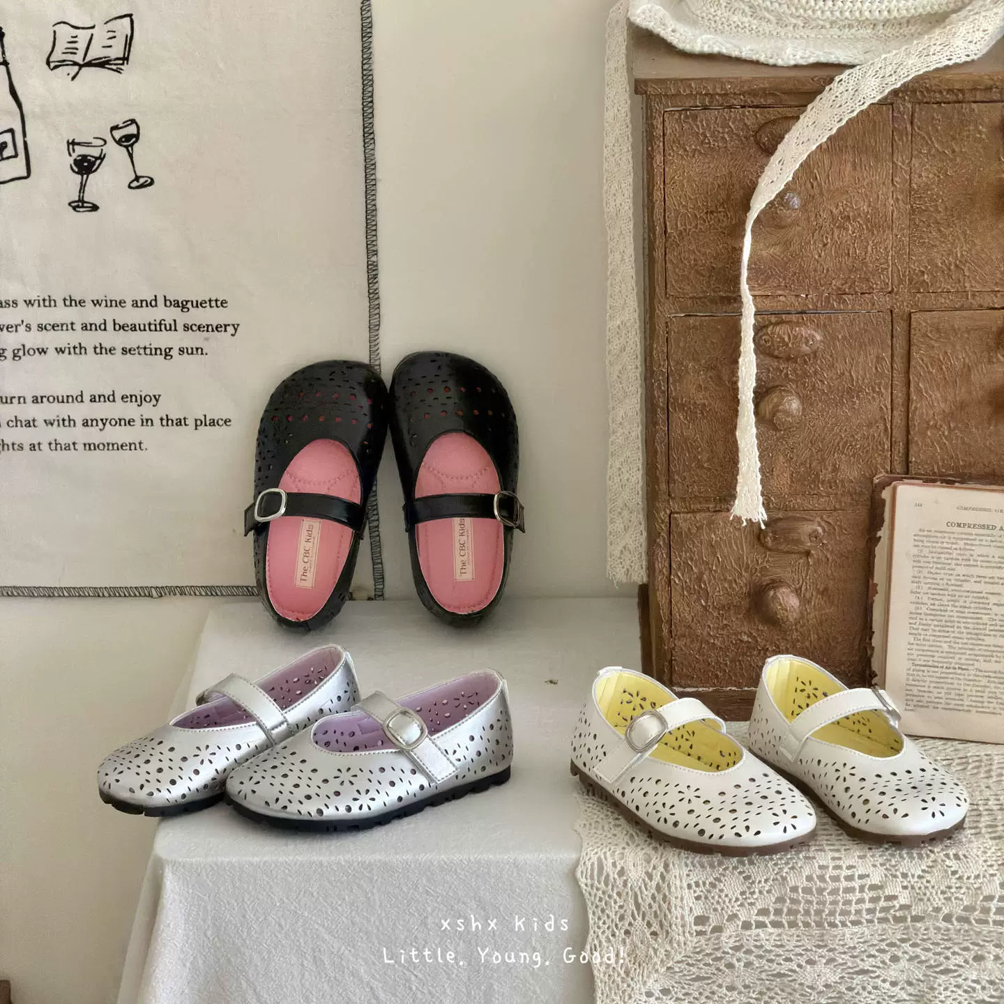 XSHX Zapatos con Recortes para Niñas, con Velcro y Suela de Goma Antideslizante para Primavera-Verano · MOHE China shoe factory