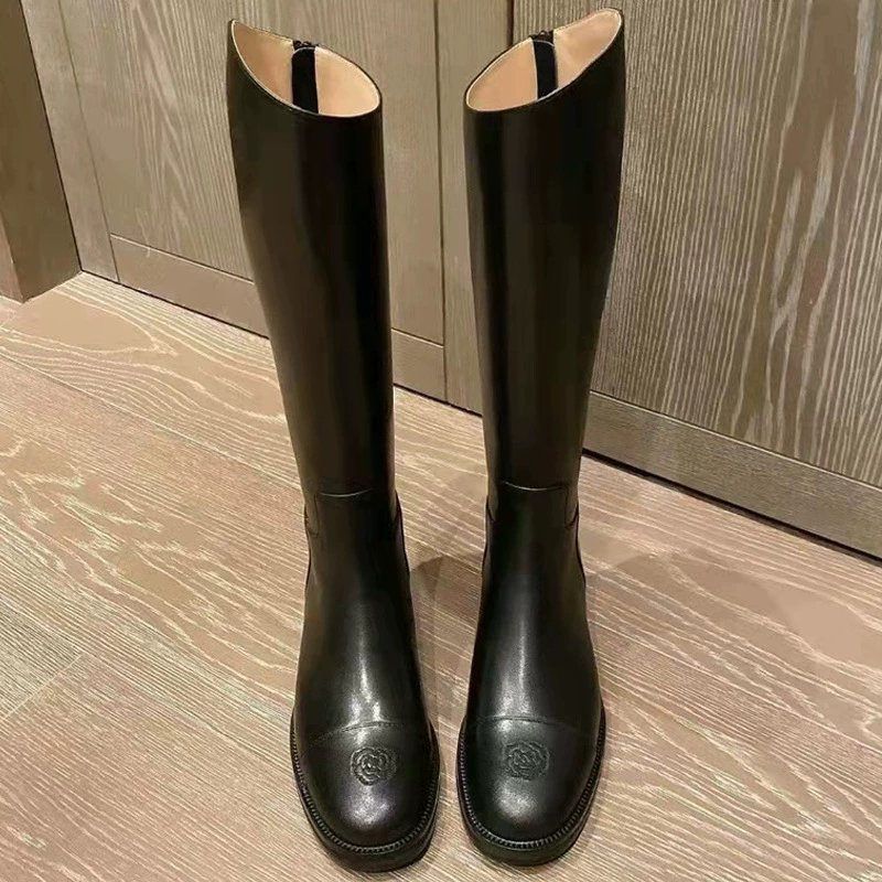 Nouvelles bottes cavalier femmes, style britannique bottines haut dessus automne mi-bottes