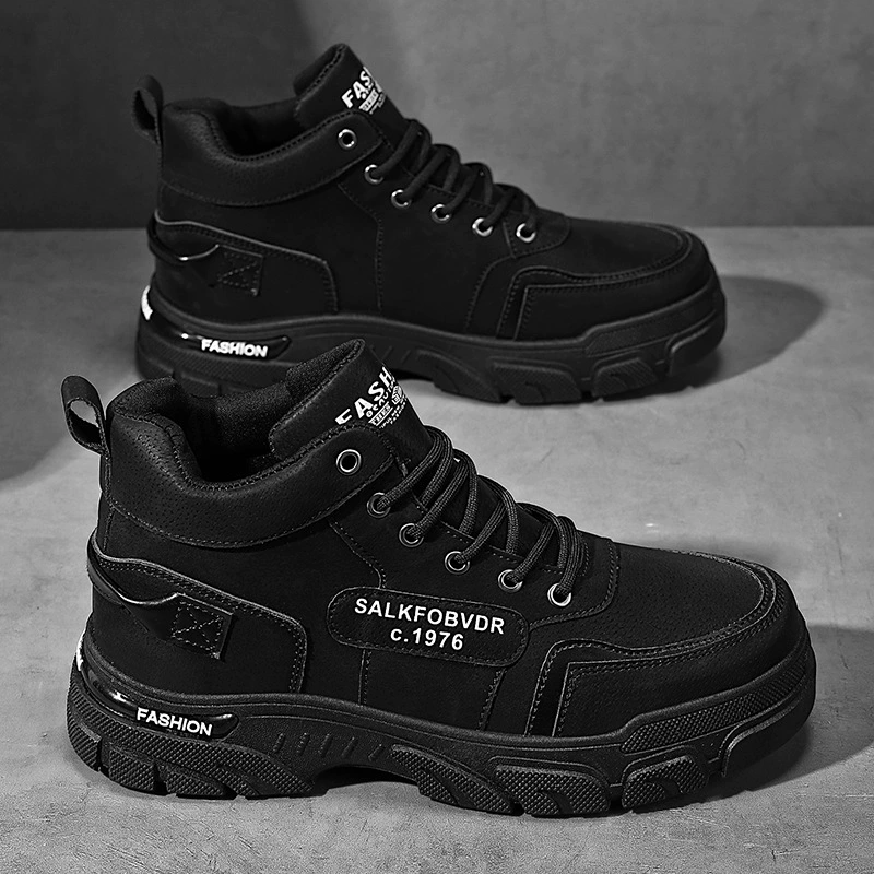 2025 Otoño Botas Martin para Hombre Media Caña Retro Británico Botas de Trabajo Moda Caña Alta Suela Gruesa Zapatos Casuales