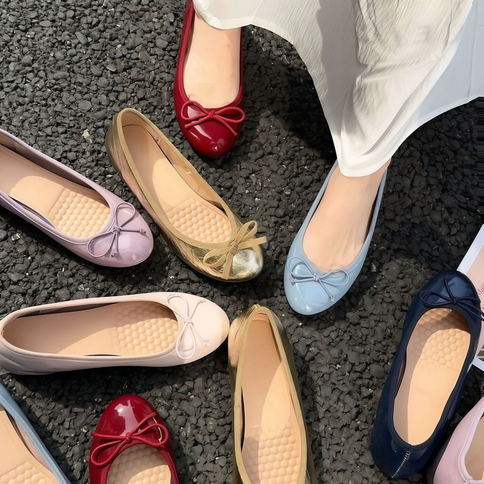 Ballerines françaises à nœud, bout rond, semelle souple, nouveau style 2026 · MOHE China shoe factory