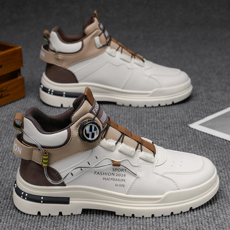 Men's Winter Martin Boots High Top Vintage Casual Leather Shoes Mid Top Waterproof Anti-Slip Work Boots