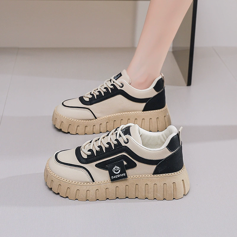 Weiße Sneaker für Damen 2025 Herbst Koreanischer Stil Plateausohle Freizeitschuhe