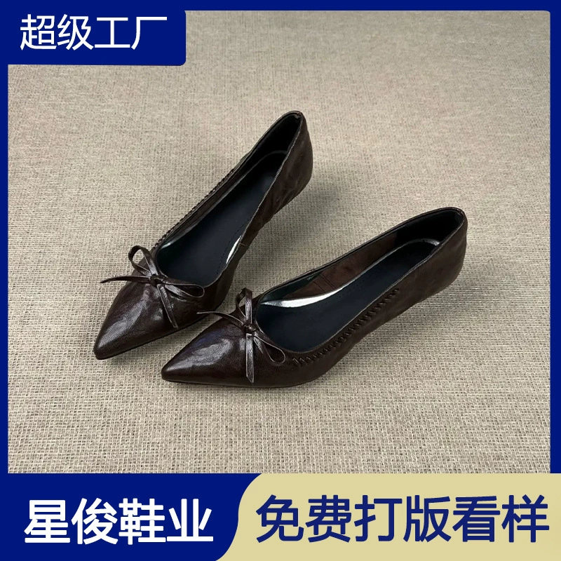 Femmes Talons Aiguilles Nœud Britanniques 2026 Printemps Bout Pointu Escarpins Bureau · MOHE China shoe factory