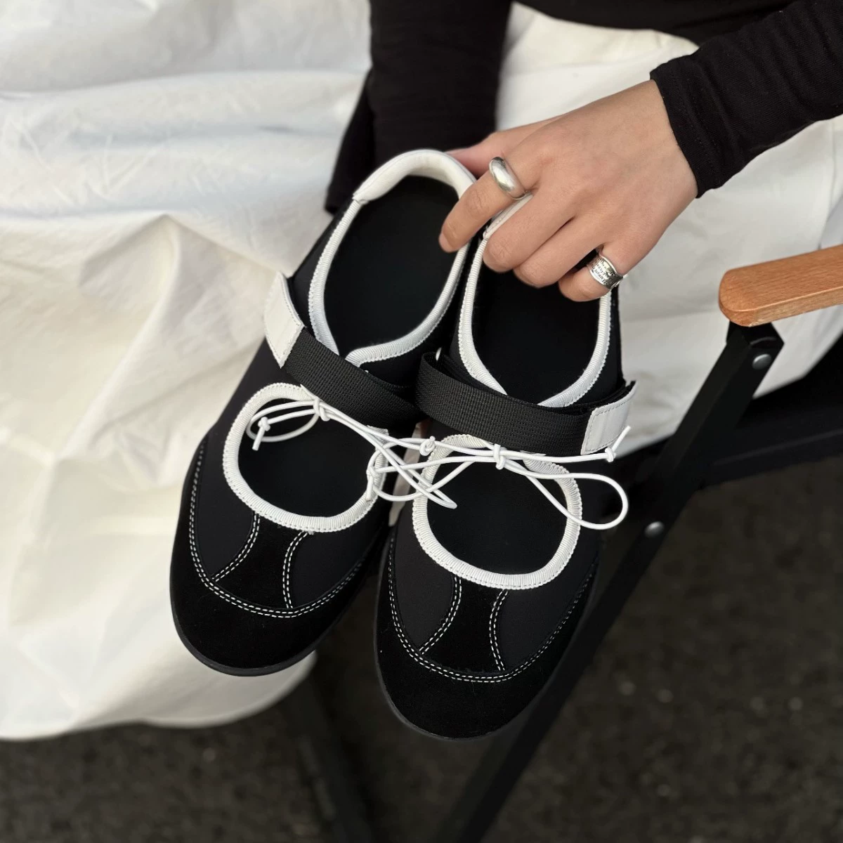 Funktionelle lässige Farbblock-flache Mary Janes Damen, 2025 Sommer neu Sport-dicke Sohle Ballettschuhe