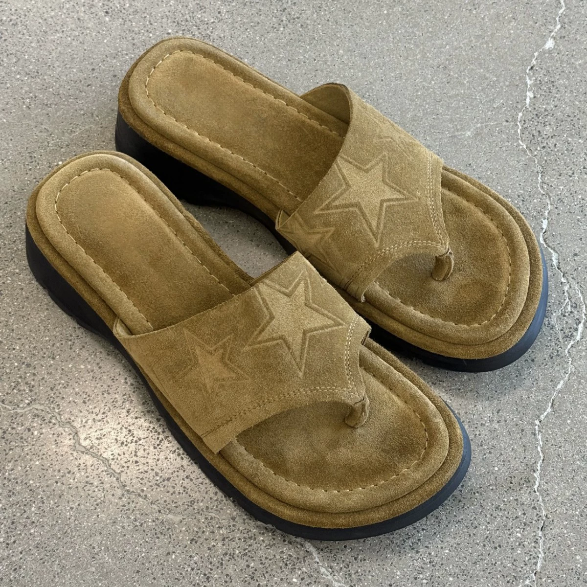 Sandalias de tiras con estrella para mujer, plataforma, chanclas casuales de playa verano