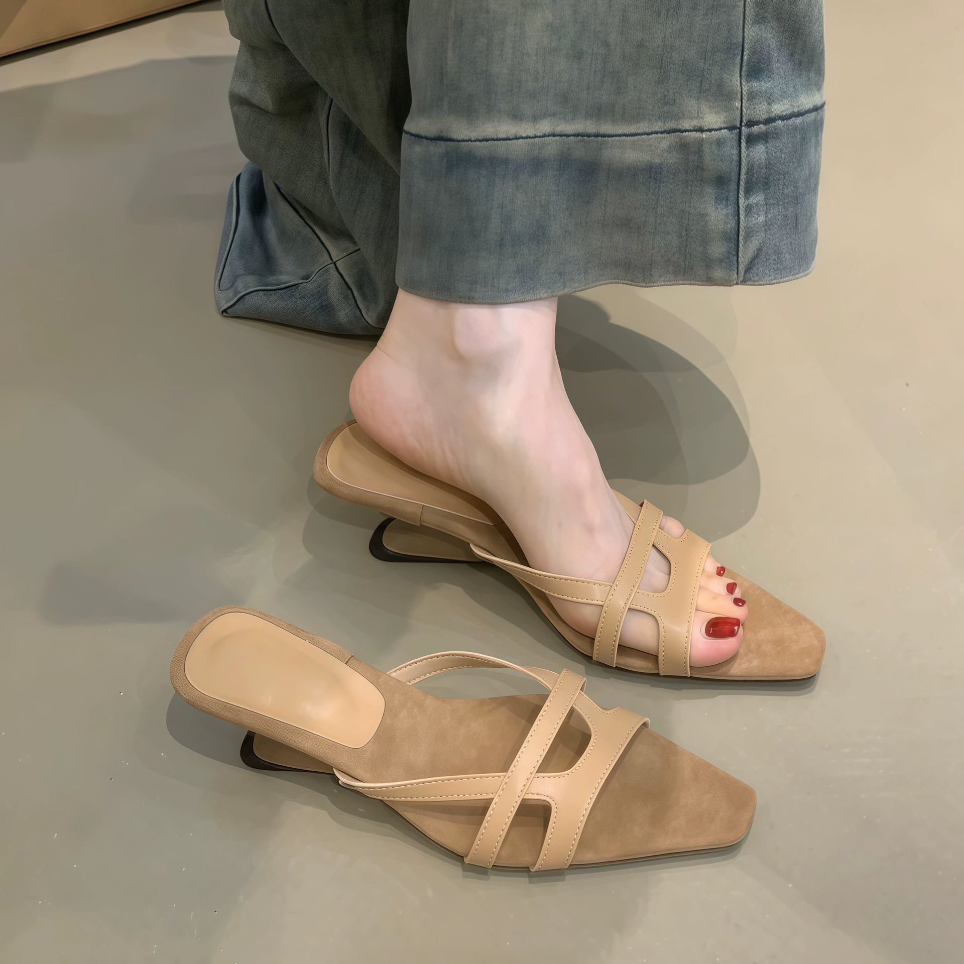 Chuyuji Femmes Sandales Compensées à Pois Françaises, Talons Hauts Confort Été 2026 · MOHE China shoe factory