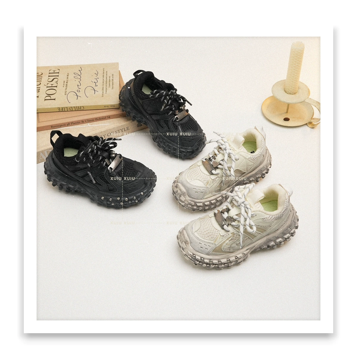 XSHX Paris Tire Retro Kinder-Chunky-Sneaker, Mesh für Jungen und Mädchen, Frühling/Herbst · MOHE China shoe factory